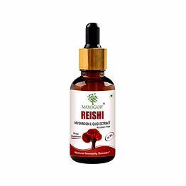 mahogany reishi mushroom liquid extract 30 ml glass bottle with dropper