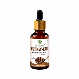 mahogany turkey tail mushroom liquid extract 30 ml glass bottle with dropper