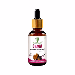 mahogany chaga mushroom liquid extract 30 ml glass bottle with dropper