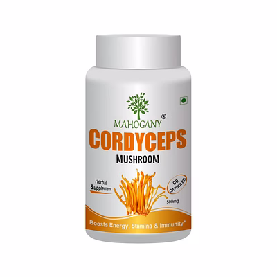 mahogany cordyceps mushroom extract capsules 500mg - 90 veg caps
