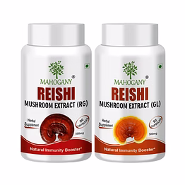 mahogany reishi (ganoderma lucidum) mushroom extract capsules- set of rg & gl 500 mg