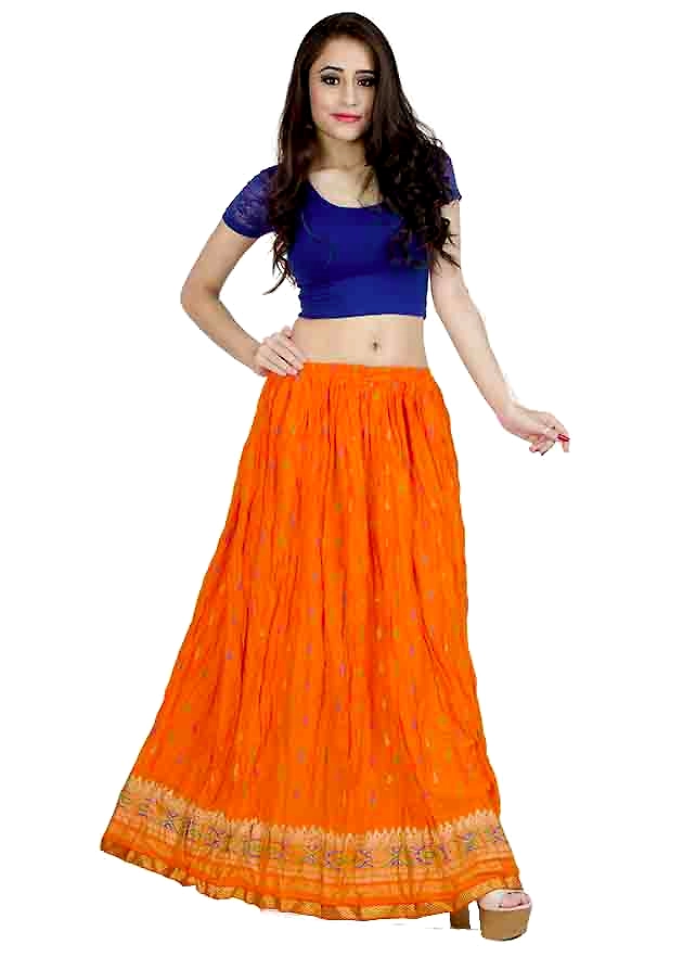 Orange shop indian skirt