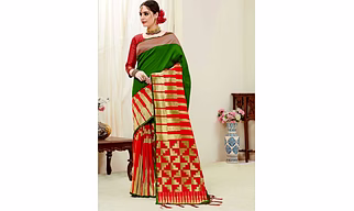 Red Banarasi Silk Woven Saree With Blouse Piece
