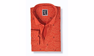Black & White Men Formal Shirt-Slim Fit,Full sleeve,Red Colour With Printed Design