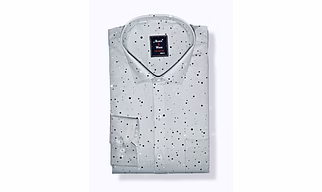 Black & White Men Formal Shirt-Slim Fit,Full sleeve, Gray Colour  with Printed Dots