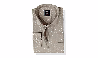Black & White Men Formal Shirt-Slim Fit,Full sleeve, Light Gray with Print