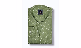 Black & White Men Olive Green Printed Regular Fit Formal Shirt