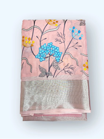 Pink Linen Tissue Silk Saree-10911330