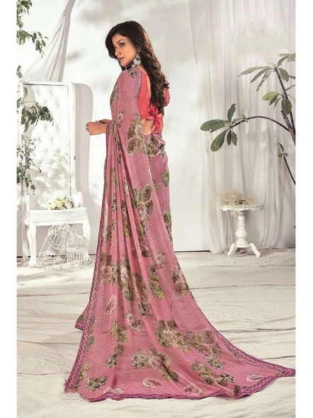 Pink Colour Floral Print Soft Weightless Saree-11233040