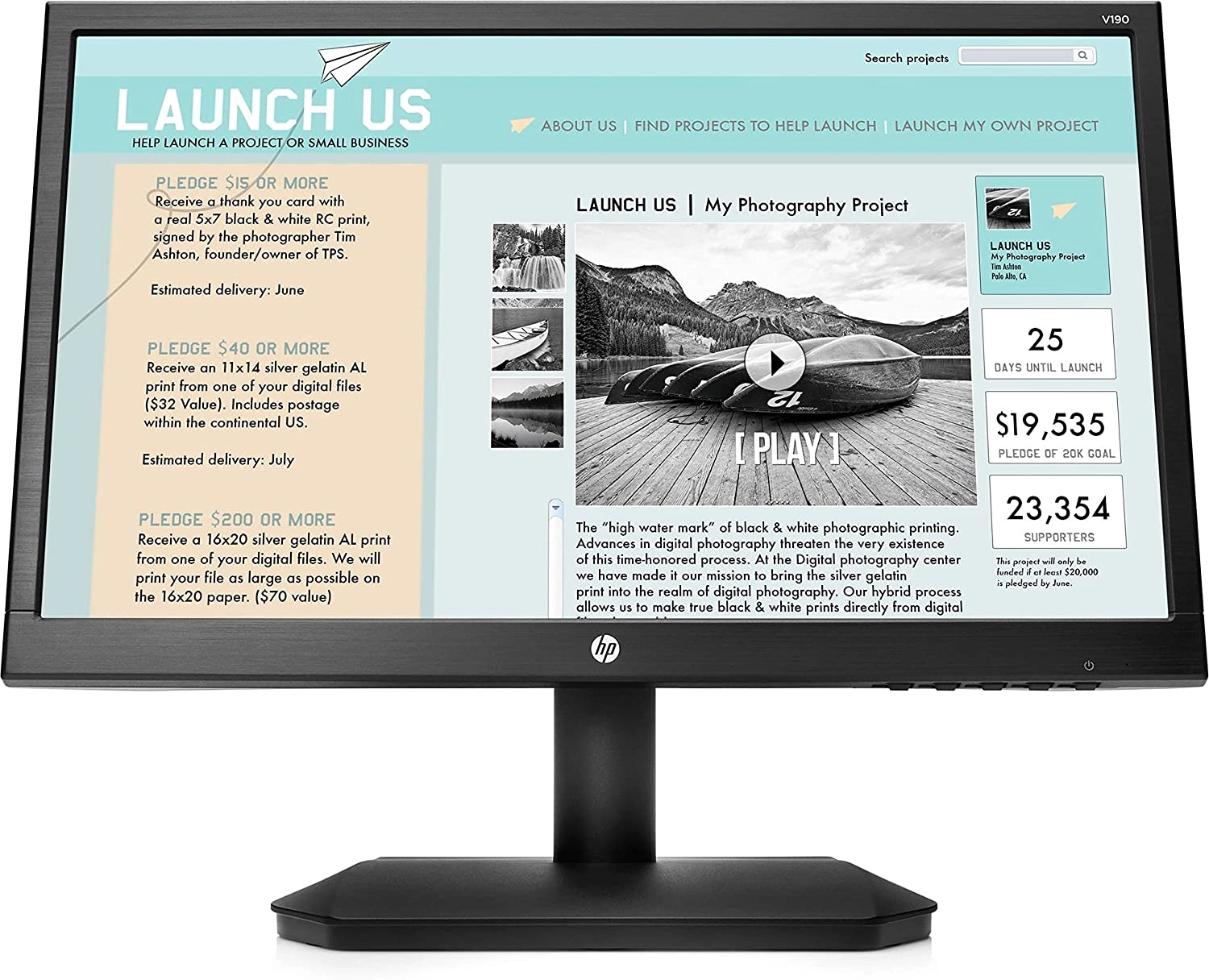 HP V190 18.5-inch LED Backlit Monitor-SHRO450