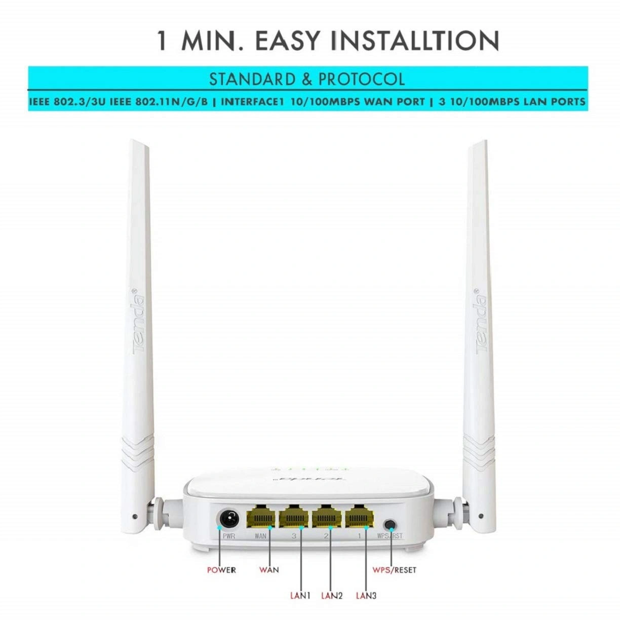 Tenda N301 Wireless-N300 Easy Setup Router (White, Not a Modem)-1