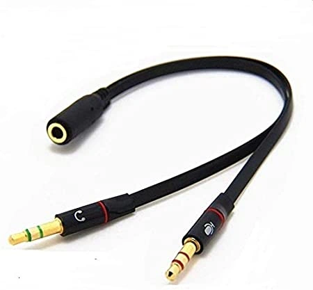 Male to 1 Female 3.5mm Headphone Earphone Mic Audio Y Splitter Cable Cord Wire for PC Laptop - Black-82