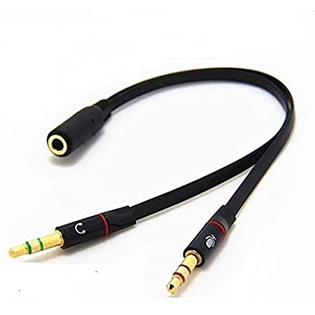Male to 1 Female 3.5mm Headphone Earphone Mic Audio Y Splitter Cable Cord Wire for PC Laptop - Black