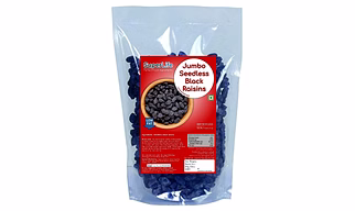 Organo Nutri Jumbo Black Seedless Raisins Kali Kishmish Indian Raisin Kismis Dry Grapes, 2 kg