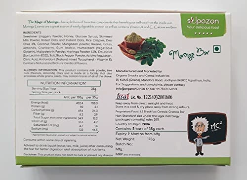 sUpazon Moringa Energy Bar, 35g Bar (2 Box: 10 Bars)-1