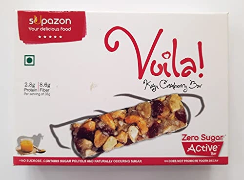 sUpazon Zero Sugar Kaju Cranberry Bar, 35g Bar (2 Box: 10 Bars)-OSCIS122