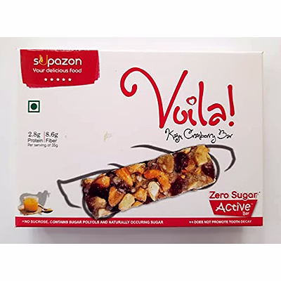 supazon zero sugar kaju cranberry bar, 35g bar (1 box: 5 bars)