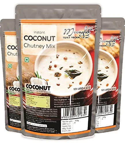 Moonglet - Instant Coconut Chutney Mix | 300g (3 Packs of 100g Each) | Superfood Chutney | Add 2 Times Warm Water to Prepare-OSCIS139