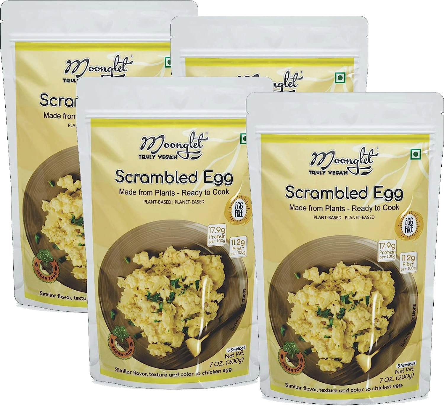 Moonglet Vegan Scrambled Egg Mix | Protein Rich Post Workout Gym Snack | Pancake, Breakfast Cereal Alternative | (800g: Pack of 4, 200g each)-OSCIS150