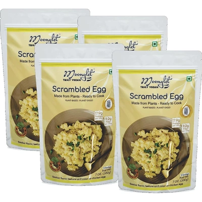 Moonglet Vegan Scrambled Egg Mix | Protein Rich Post Workout Gym Snack | Pancake, Breakfast Cereal Alternative | (800g: Pack of 4, 200g each)