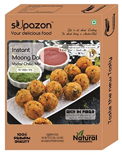sUpazon Moong Dal Vada/ Chilla Mix | Protein Rich Instant Ready to Cook Dalvada Mix (2 Packs: 400g Each)-OSCIS159