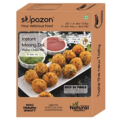 sUpazon Moong Dal Vada/ Chilla Mix | Protein Rich Instant Ready to Cook Dalvada Mix (2 Packs: 400g Each)