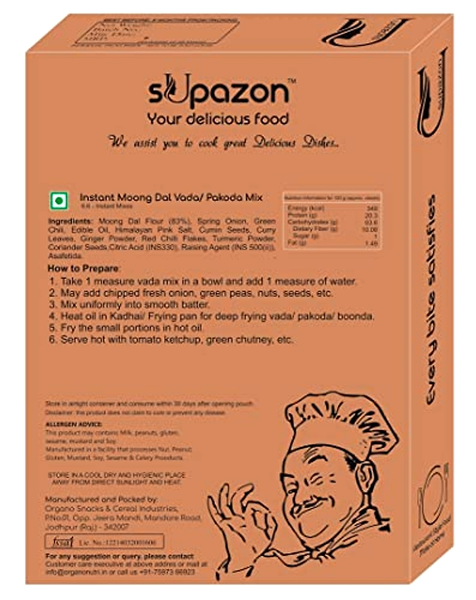 sUpazon Moong Dal Vada/ Chilla Mix | Protein Rich Instant Ready to Cook Dalvada Mix (2 Packs: 400g Each)-1