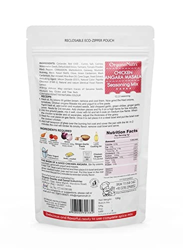 OrganoNutri Chicken Angara Masala | 100g | Reclosable Eco-Zipper Pouch-1