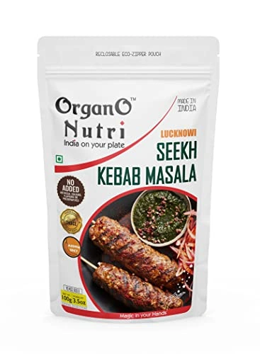 OrganoNutri Lucknowi Seekh Kebab Masala | 100g | Reclosable Eco-Zipper Pouch-OSCIS176