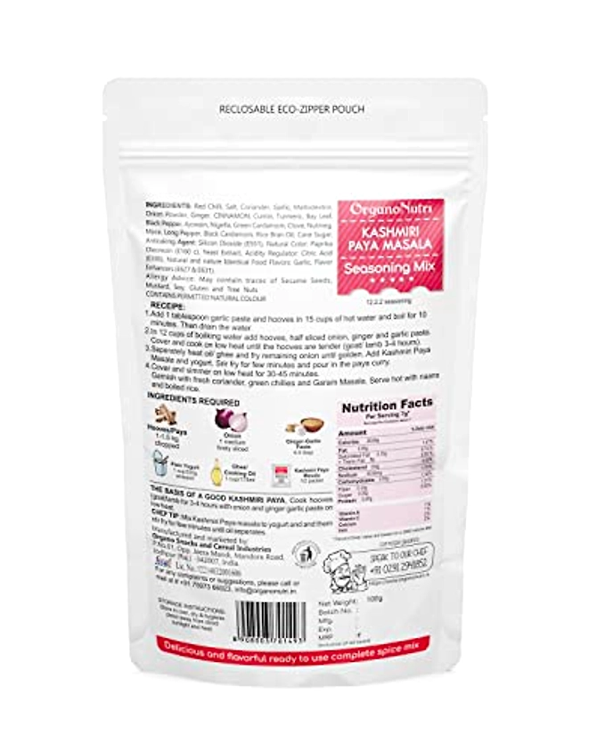 OrganoNutri Kashmiri Paaya Masala | 100g | Reclosable Eco-Zipper Pouch-1