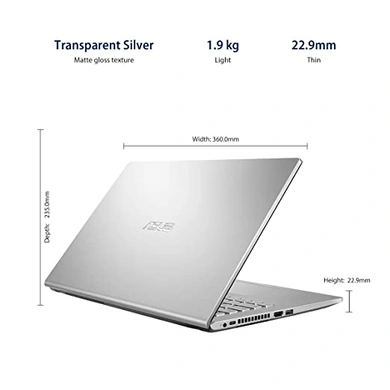 ASUS VivoBook 15 Intel Core i3-1115G4 (8GB RAM/512GB M.2 NVMe PCIe 3.0 SSD/Windows 11/MS Office H&amp;S 2019/1 Yr. McAfee/UHD Graphics/15.6-inch FHD/FP Reader/1.8 kg/Silver/1 Yr. Warranty),-2