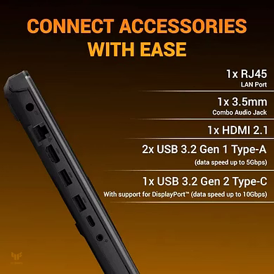 ASUS TUF Gaming A16, Gaming Laptop, AMD Ryzen 7 7445HS, RTX 4050 GPU (16GB/1TB/40.64 cms (16) FHD+/Windows 11 Home/Microsoft Office Home 2024 + Microsoft 365 Basic) FA607NUG-RL189WS-2