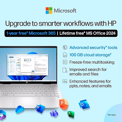 HP Pavilion x360, 13th Gen Intel Core i5-1355U Laptop,(16GB DDR4, 1TB SSD),Touchscreen,IPS, 14''(35.6cm) FHD,Win 11, M365 Basic(1yr), Office Home 24, Silver,1.5kg, Iris Xe, 5MP Camera, ek1149TU-1