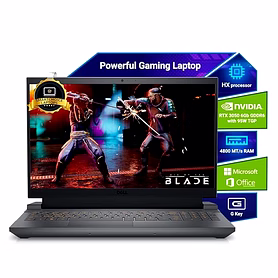 Dell SmartChoice G15-5530, Intel Core i5 13th Gen-13450HX, NVIDIA RTX 3050-6GB, 16GB RAM, 1TB SSD, FHD, 15.6"/39.62cm, 120Hz, Windows 11, MS Office 24, Dark Shadow Grey, 2.65Kg, Gaming Laptop