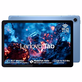 lenovo tab| 10.1" display| 4g (lte) + wi-fi (calling)| 4gb ram + 128gb rom (expandable up to 1 tb)| metal body| dual speakers with dolby atmos| android 14| color: polar blue