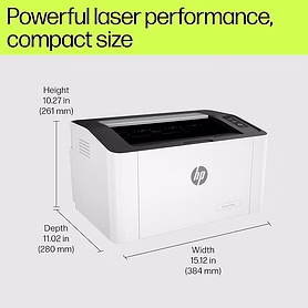 HP Laser 1008w Printer, Wireless, Single Function, Print, Hi-Speed USB 2.0, Up to 21 ppm, 150-sheet Input Tray, 100-sheet Output Tray, 10,000-page Duty Cycle, 1-Year Warranty, Black and White