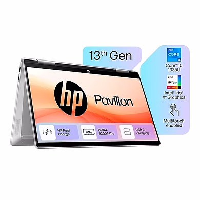 HP Pavilion x360, 13th Gen Intel Core i5-1355U Laptop,(16GB DDR4, 1TB SSD),Touchscreen,IPS, 14''(35.6cm) FHD,Win 11, M365 Basic(1yr), Office Home 24, Silver,1.5kg, Iris Xe, 5MP Camera, ek1149TU-HPX360
14EK1149TU