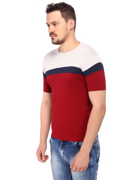 268 BCE Men's Knitted Cotton Round Neck T-Shirt-Multi Color-L-2