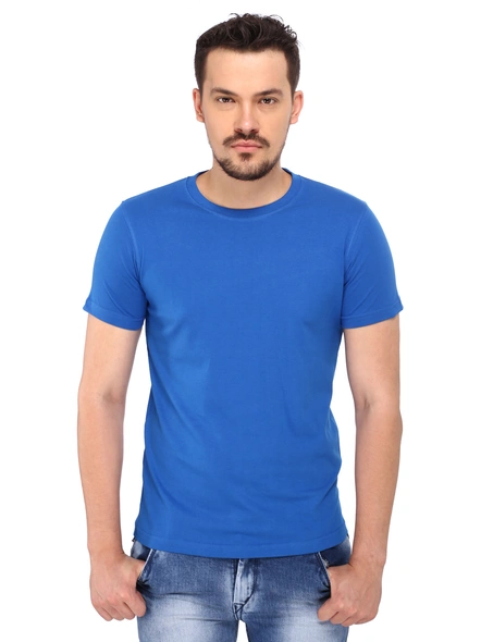 268 BCE Men's Plain Regular Fit T-Shirt (Pack of 2, Blue)-Blue-L-2