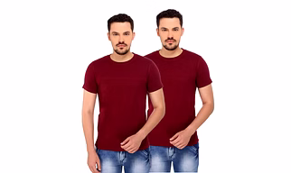 268 BCE Men's Plain Regular Fit T-Shirt (Pack of 2, Maroon)