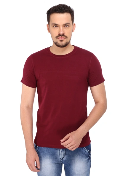 268 BCE Men's Plain Regular Fit T-Shirt (Pack of 2, Maroon)-Maroon-M-1
