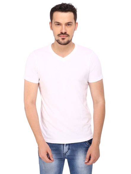 268 BCE Men's Plain Regular Fit T-Shirt (Pack of 2, White)-White-L-1