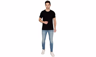 268 BCE Men Black Round Neck Cotton Tshirt Regular Fit