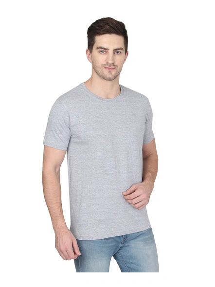268 BCE Men Grey Round Neck Cotton Tshirt Regular Fit-Grey-L-3