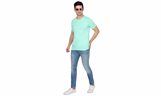 268 BCE Men Mint Green Round Neck Cotton Tshirt Regular Fit