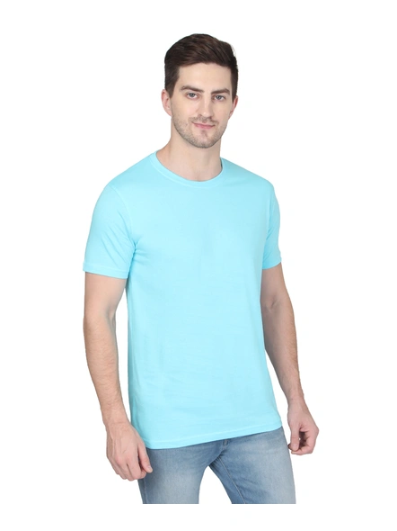 268 BCE Men Sky Blue Round Neck Cotton Tshirt Regular Fit-Sky Blue-L-3