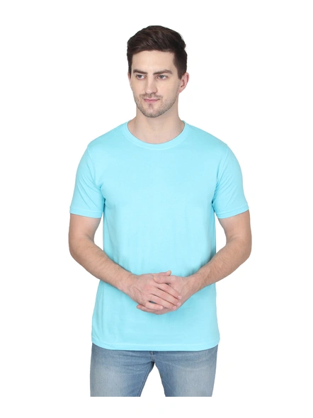268 BCE Men Sky Blue Round Neck Cotton Tshirt Regular Fit-Sky Blue-XL-1
