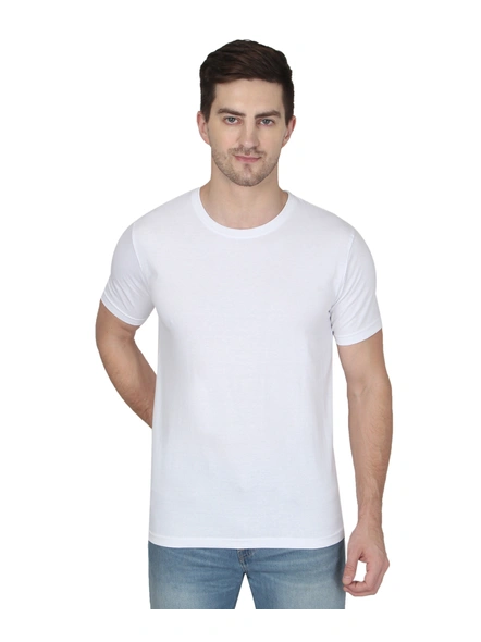 268 BCE Men White Round Neck Cotton Tshirt Regular Fit-White-L-1
