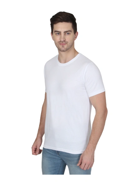 268 BCE Men White Round Neck Cotton Tshirt Regular Fit-White-L-2