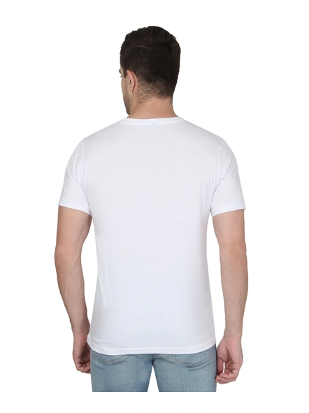 268 BCE Men White Round Neck Cotton Tshirt Regular Fit-White-L-4